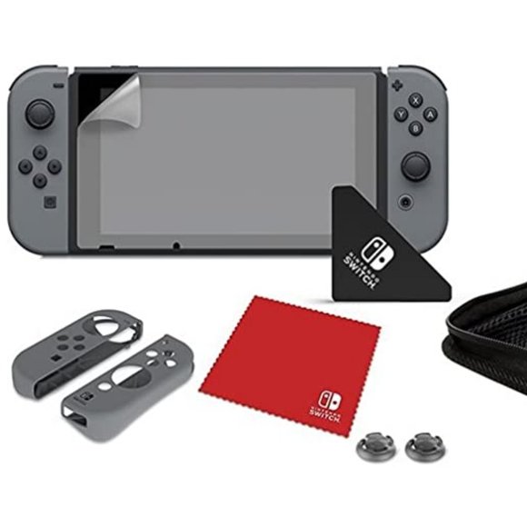 Nintendo Switch Starter Kit Travel Case, Joy Con Guards, Earbuds Grey Sealed New - Picture 8 of 12
